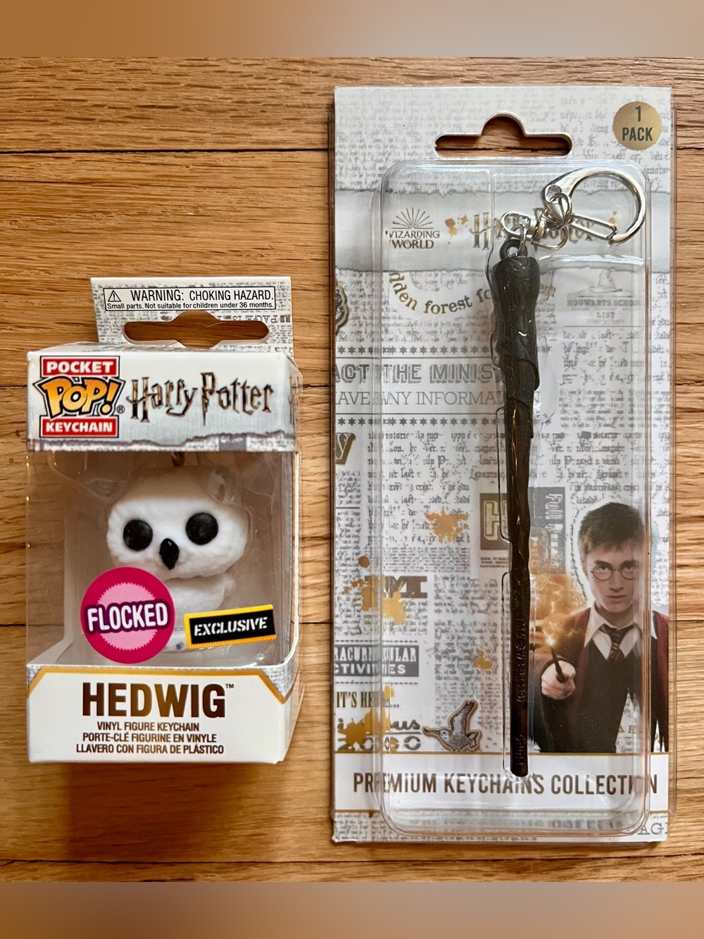 NEW Funko Pop Hedwig Flocked Keychain & WBEI Harry Potter Premium Keychain Set